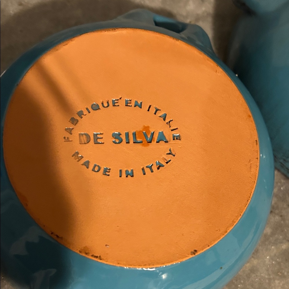 De Silvia Rustic Blue and Orange Ceramic Bowls made in Italy - Picture 4 of 5